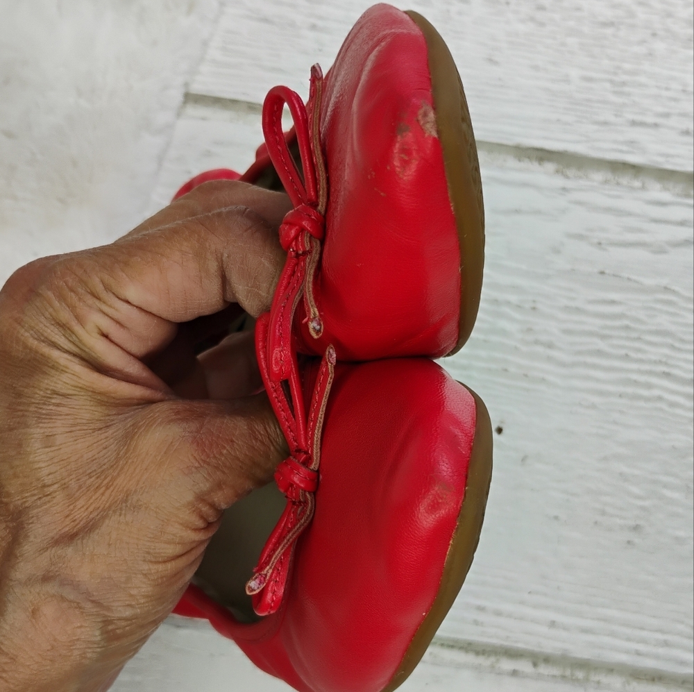 Leather ABUSA Ballet Flat Shoes Loafers Woman Sz 8.5" Salmon Color Point Toes - Picture 9 of 12